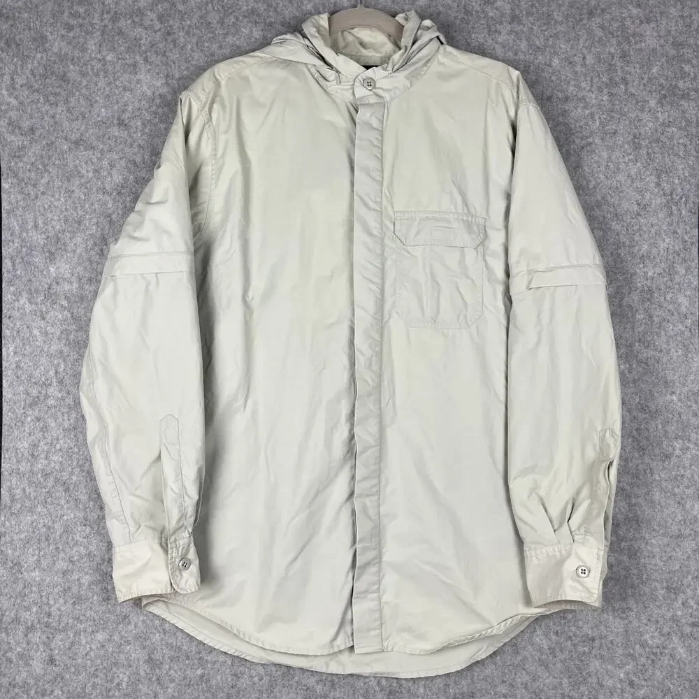 Banana Republic Shirt Mens L‎ Stowaway Hood Nylon Zip Off Sleeve Outdoor Fishing